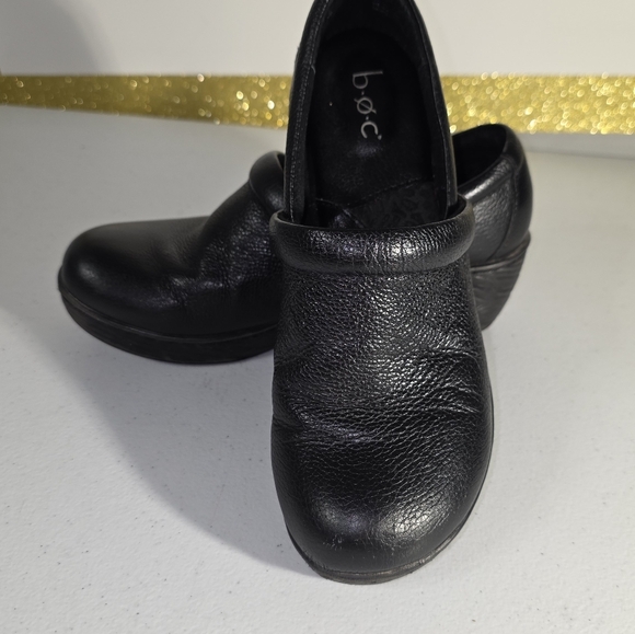 B.O.C Born Concept Shoes Womens Size 7.5M Black Leather Pebbled Clogs Mules - Picture 7 of 14
